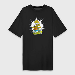 Женская футболка-платье Барт Симпсон - зомби на скейтборде