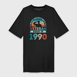 Женская футболка-платье Никогда не недооценивай ветерана 1990 года