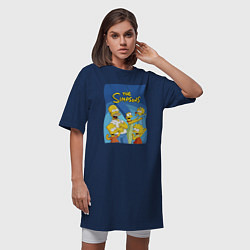 Футболка женская-платье Семейка Симпсонов - Гомер, Мардж и их отпрыски, цвет: тёмно-синий — фото 2