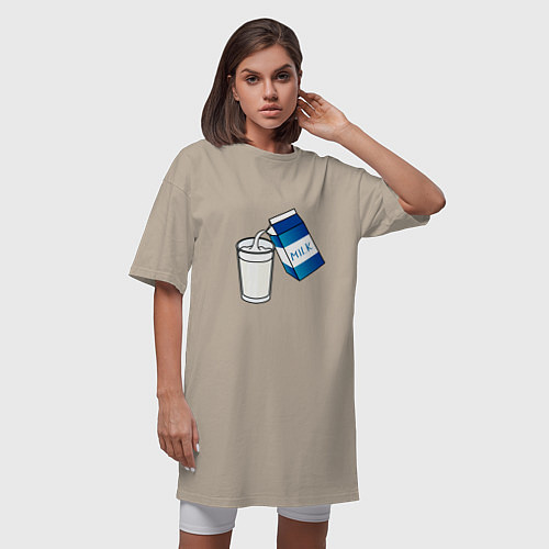 Женская футболка-платье Люблю пить молоко / Миндальный – фото 3