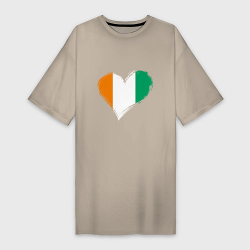 Женская футболка-платье Сердце - Ирландия / Миндальный – фото 1