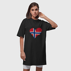 Футболка женская-платье Сердце - Норвегия, цвет: черный — фото 2