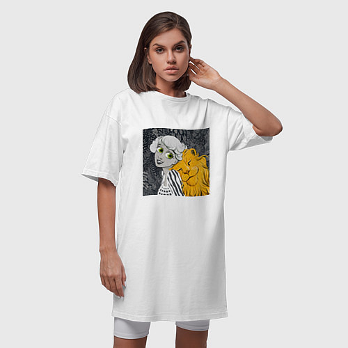 Женская футболка-платье По знаку зодиака - Лев / Белый – фото 3