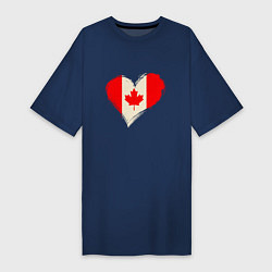 Футболка женская-платье Сердце - Канада, цвет: тёмно-синий