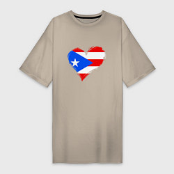 Футболка женская-платье Сердце - Пуэрто-Рико, цвет: миндальный