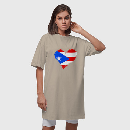 Женская футболка-платье Сердце - Пуэрто-Рико / Миндальный – фото 3