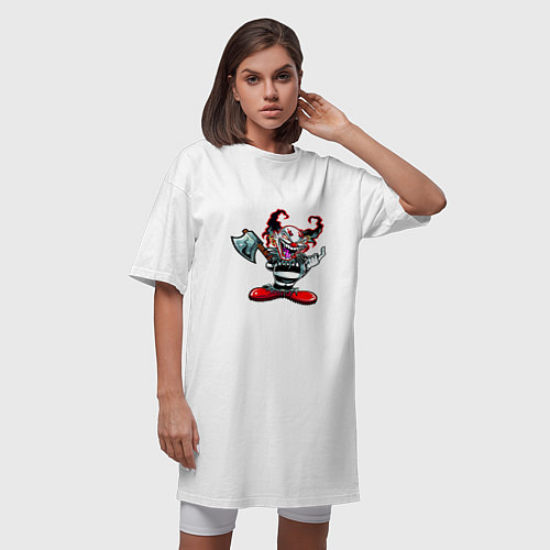 Женская футболка-платье Злой клоун с топором / Белый – фото 3