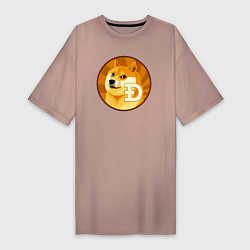 Женская футболка-платье Монета пёсика Доге