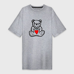 Женская футболка-платье Плюшевый Миша с сердечком