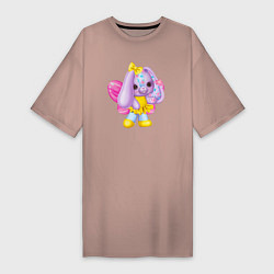 Женская футболка-платье Фиолетовый зайчик с крылашками