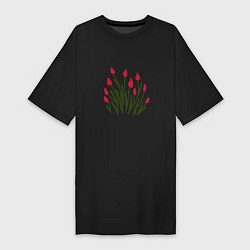 Футболка женская-платье Simple Tulips, цвет: черный