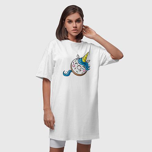 Женская футболка-платье Пончик-единорог / Белый – фото 3
