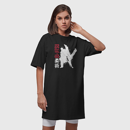 Женская футболка-платье Jiu-jitsu splashes logo / Черный – фото 3