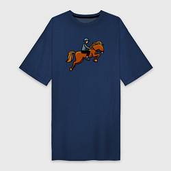 Футболка женская-платье Наездник на лошади, цвет: тёмно-синий