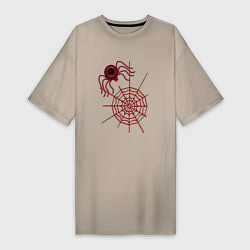 Женская футболка-платье Стилизованный под брошку паук на паутине