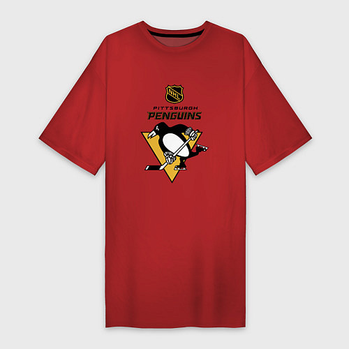 Женская футболка-платье Питтсбург Пингвинз НХЛ логотип / Красный – фото 1