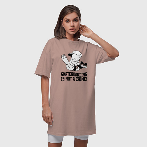Женская футболка-платье Skateboarding is not a crime! / Пыльно-розовый – фото 3