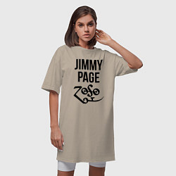 Футболка женская-платье Jimmy Page - Led Zeppelin - legend, цвет: миндальный — фото 2
