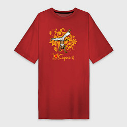 Футболка женская-платье I love Capoeira - fighter, цвет: красный