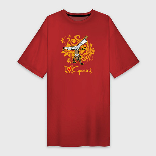 Женская футболка-платье I love Capoeira - fighter / Красный – фото 1