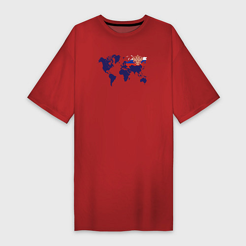 Женская футболка-платье Россия на карте мира / Красный – фото 1