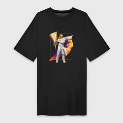 Женская футболка-платье Золотой голографический космонавт