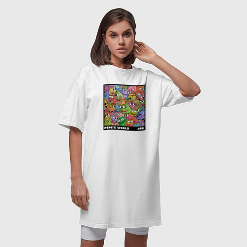 Женская футболка-платье Мир Пепе / Белый – фото 3