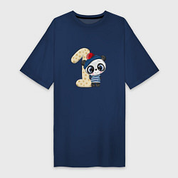 Футболка женская-платье Baby Panda, цвет: тёмно-синий