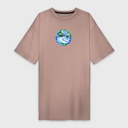 Женская футболка-платье Злая планета Земля в маске рисунок