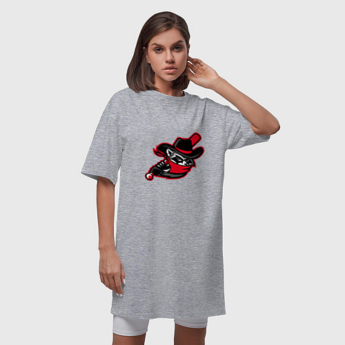 Женская футболка-платье Енот с бейсбольной битой / Меланж – фото 3