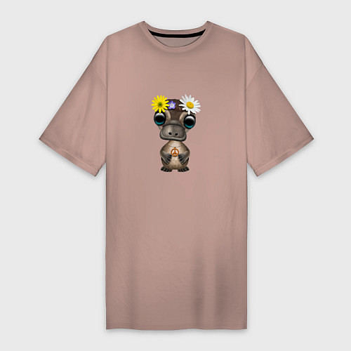 Женская футболка-платье Мир - Утконос / Пыльно-розовый – фото 1