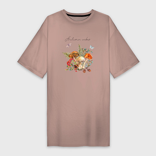Женская футболка-платье Autumn Vibes from the Forest / Пыльно-розовый – фото 1