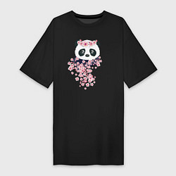 Женская футболка-платье Панда в сакуре