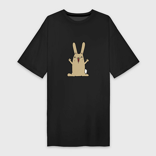 Женская футболка-платье Rabbit - Smile / Черный – фото 1