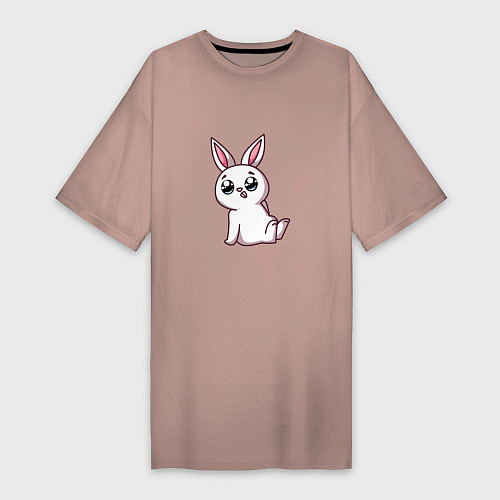 Женская футболка-платье Ушастый друг / Пыльно-розовый – фото 1