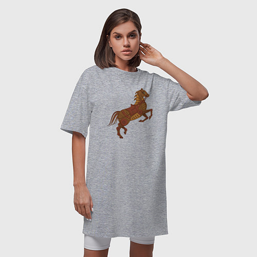 Женская футболка-платье Стимпанк-лошадь / Меланж – фото 3