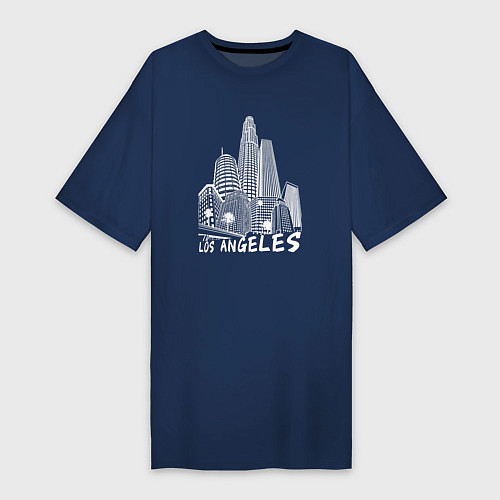 Женская футболка-платье Город Лос Анджелес США / Тёмно-синий – фото 1