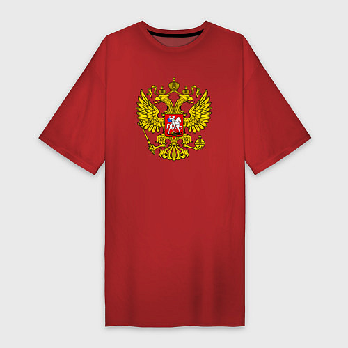 Женская футболка-платье Герб России - прозрачный фон / Красный – фото 1
