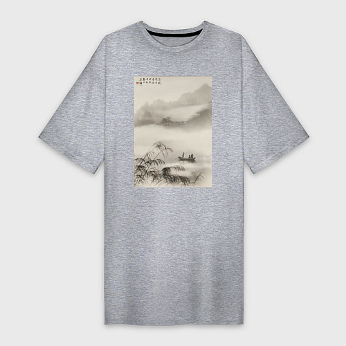 Женская футболка-платье Туманная река в Китае от фотографа Лонг Чинсана / Меланж – фото 1
