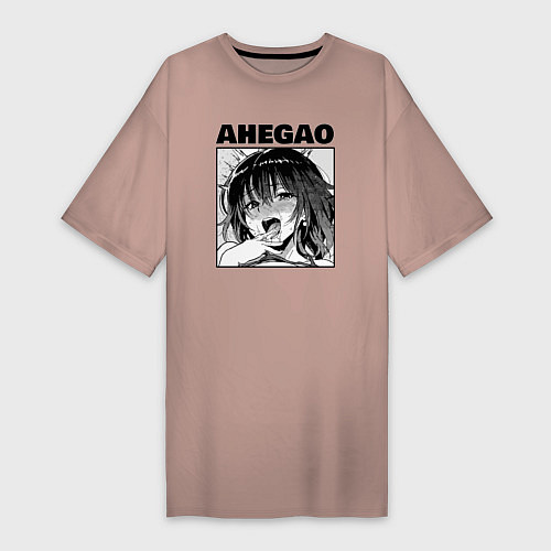 Женская футболка-платье Ахегао: девушка / Пыльно-розовый – фото 1