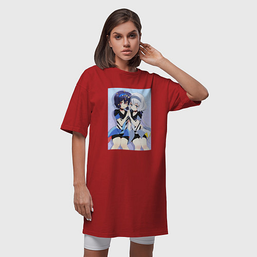 Женская футболка-платье Дзюнко Конно и Ай Мидзуно - Зомбилэнд Сага Месть / Красный – фото 3