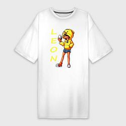 Женская футболка-платье Леон из Бравл Старс фан арт