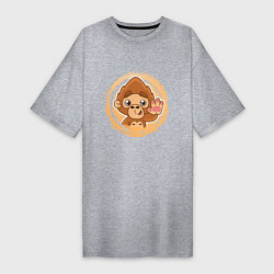 Женская футболка-платье Забавная обезьянка машет рукой