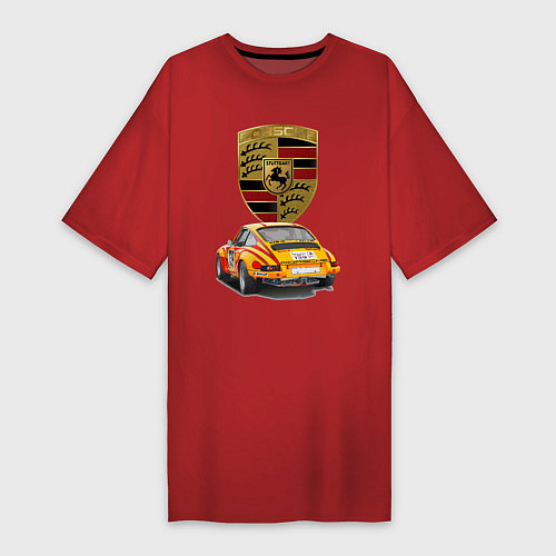 Женская футболка-платье Porsche - Motorsport - racing team / Красный – фото 1