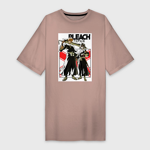 Женская футболка-платье Ичиго и Рукия - Блич / Пыльно-розовый – фото 1