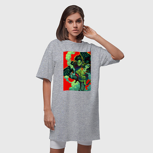 Женская футболка-платье Луффи упругий человек - One Piece / Меланж – фото 3