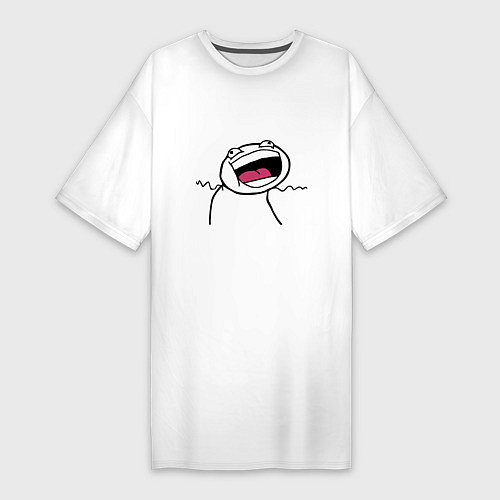 Женская футболка-платье Мемные стикеры - рейдж фейс / Белый – фото 1
