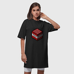 Футболка женская-платье TNT - Блок - Майнкрафт, цвет: черный — фото 2