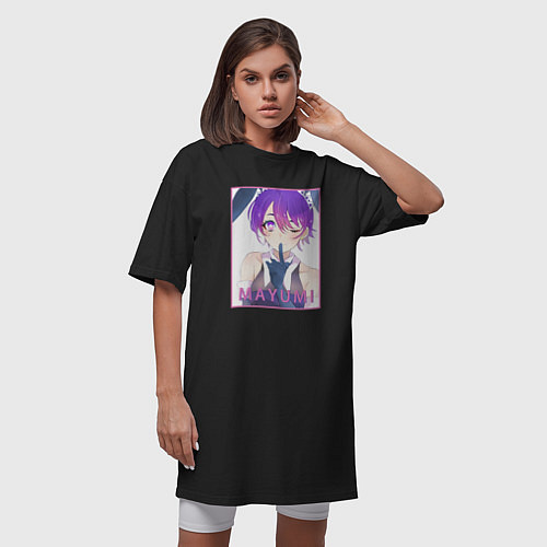 Женская футболка-платье Милая Маюми Додзима - Красавчики детективы / Черный – фото 3