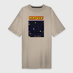 Футболка женская-платье Pac-Man на ZX-Spectrum, цвет: миндальный